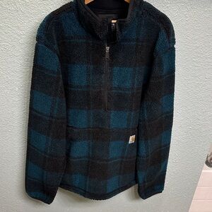 Carhartt Black and Teal Fleece Pullover